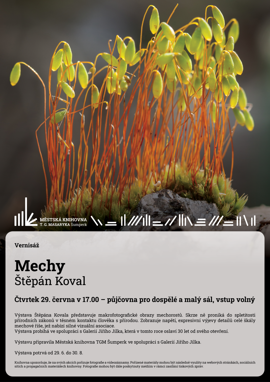 Plakát pro vernisáž Mechy od Štěpána Kovala