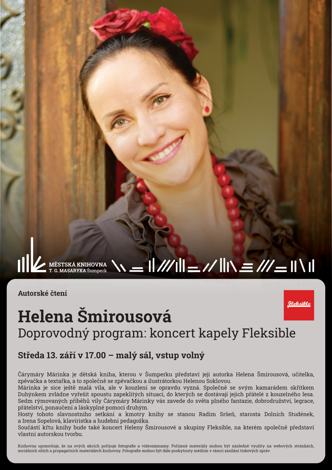 Plakát pro autorské čtení Heleny Šmirousové