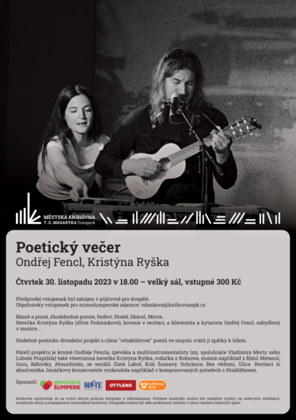 Plakát pro akci poetický večer Ondřeje Frencla a Krystýny Ryško