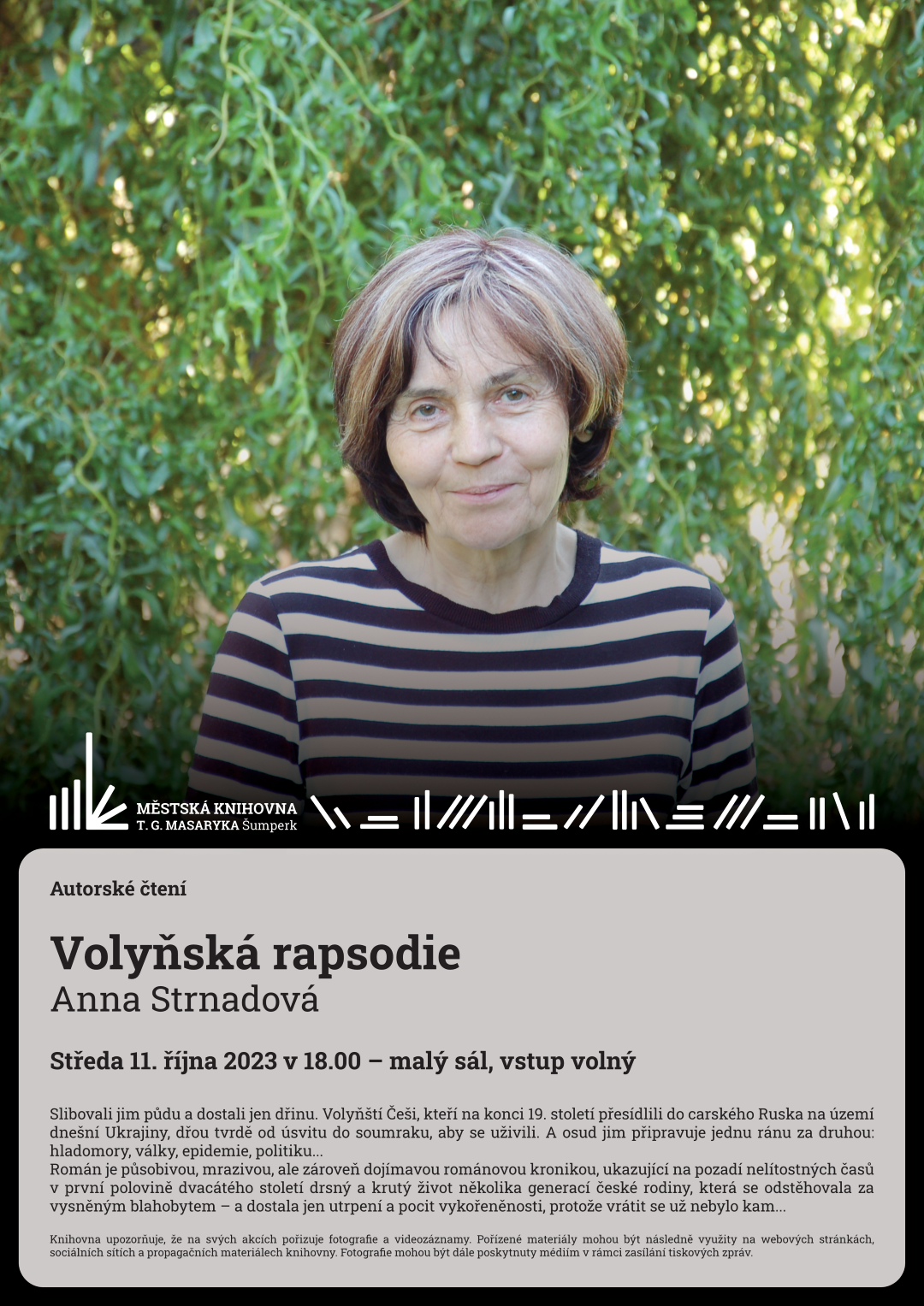 Plakát pro autorské čtení Anny Strnadové