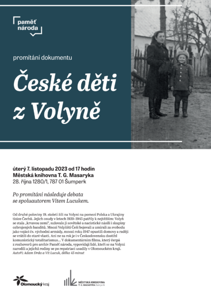 Plakát pro promítání dokumentu paměti národa České děti z Volyně od Adama Drdy a Víta Lucuka