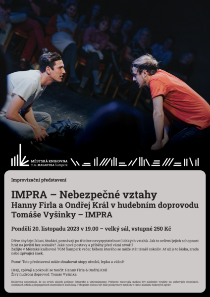 Plakát pro improvizační představení IMPRA Ondřeje Krále