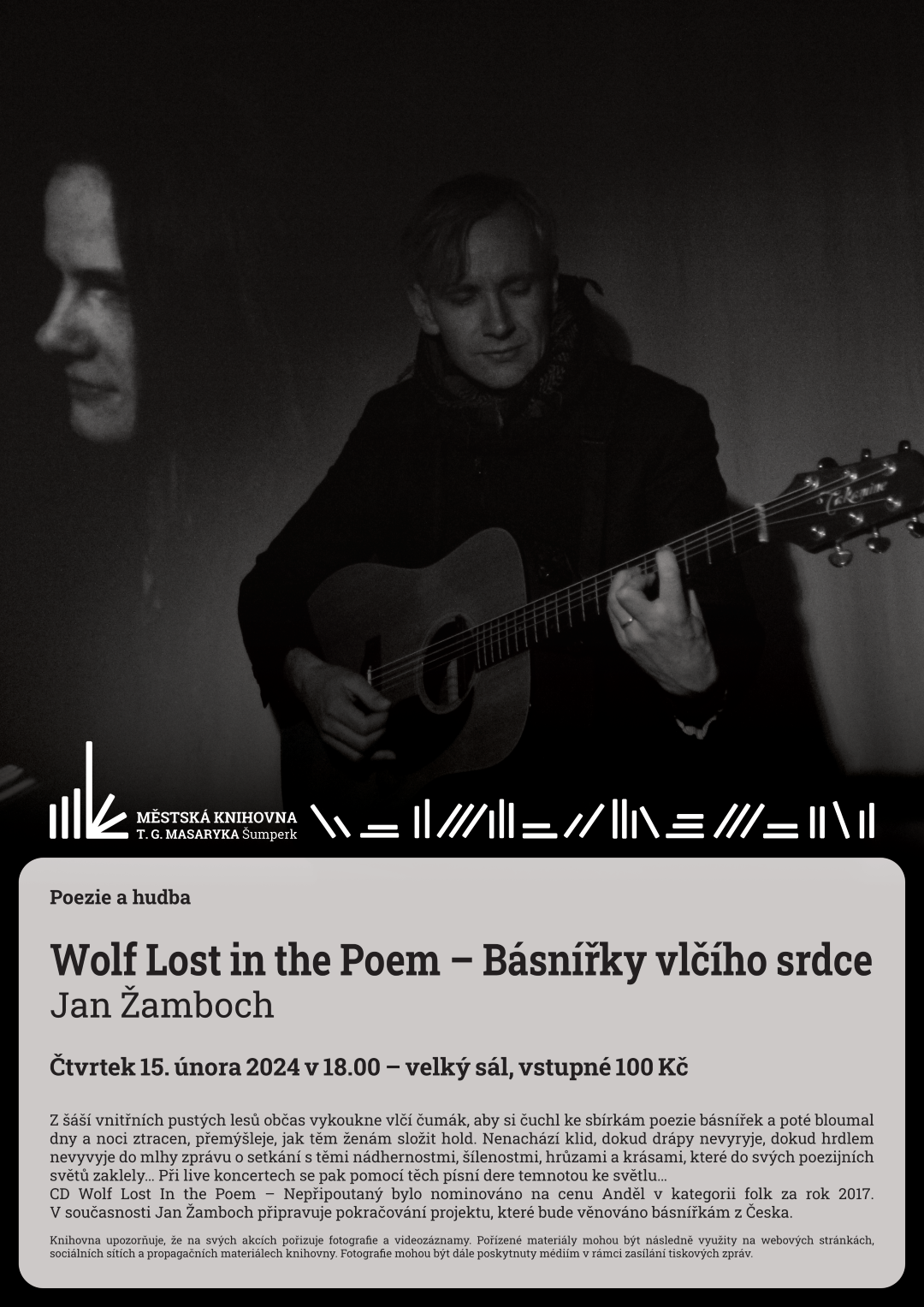 Plakát pro akci poezie a hudba Jana Žambocha
