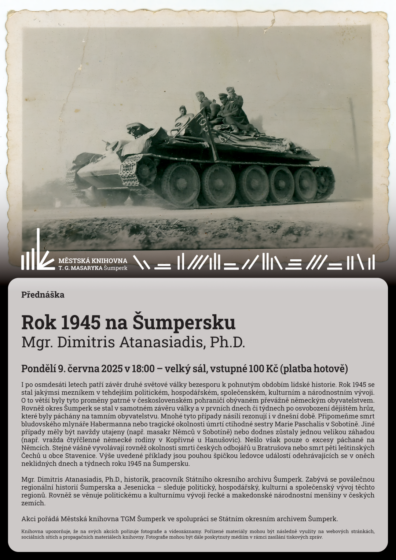 Přednáška – Rok 1945 na Šumpersku – Mgr. Dimitris Atanasiadis, Ph.D