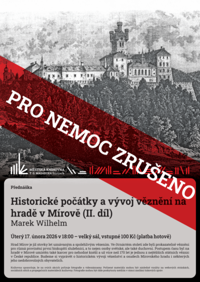 PRO NEMOC ZRUŠENO – Přednáška – Historické počátky a vývoj věznění na hradě v Mírově (II. díl) – Marek Wilhelm