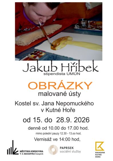 Jakub Hříbek – obrázky malované ústy – Kostel sv. Jana Nepomuckého v Kutné Hoře